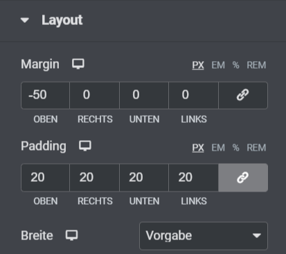 Layout Bearbeitung Elementor