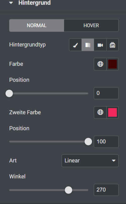 Hintergrund Anpassung Elementor