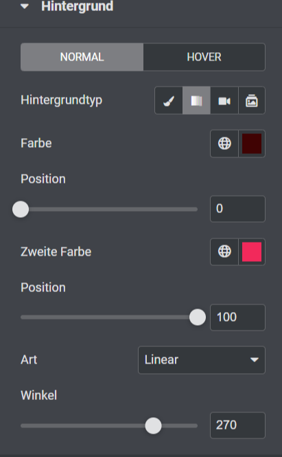 Hintergrund Anpassung Elementor 