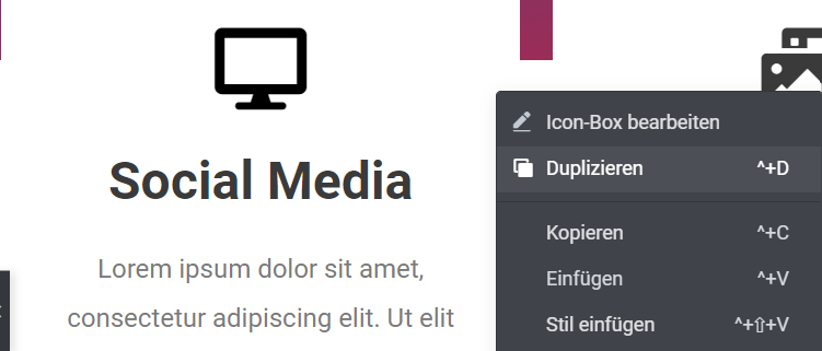 Duplizieren mit Elementor