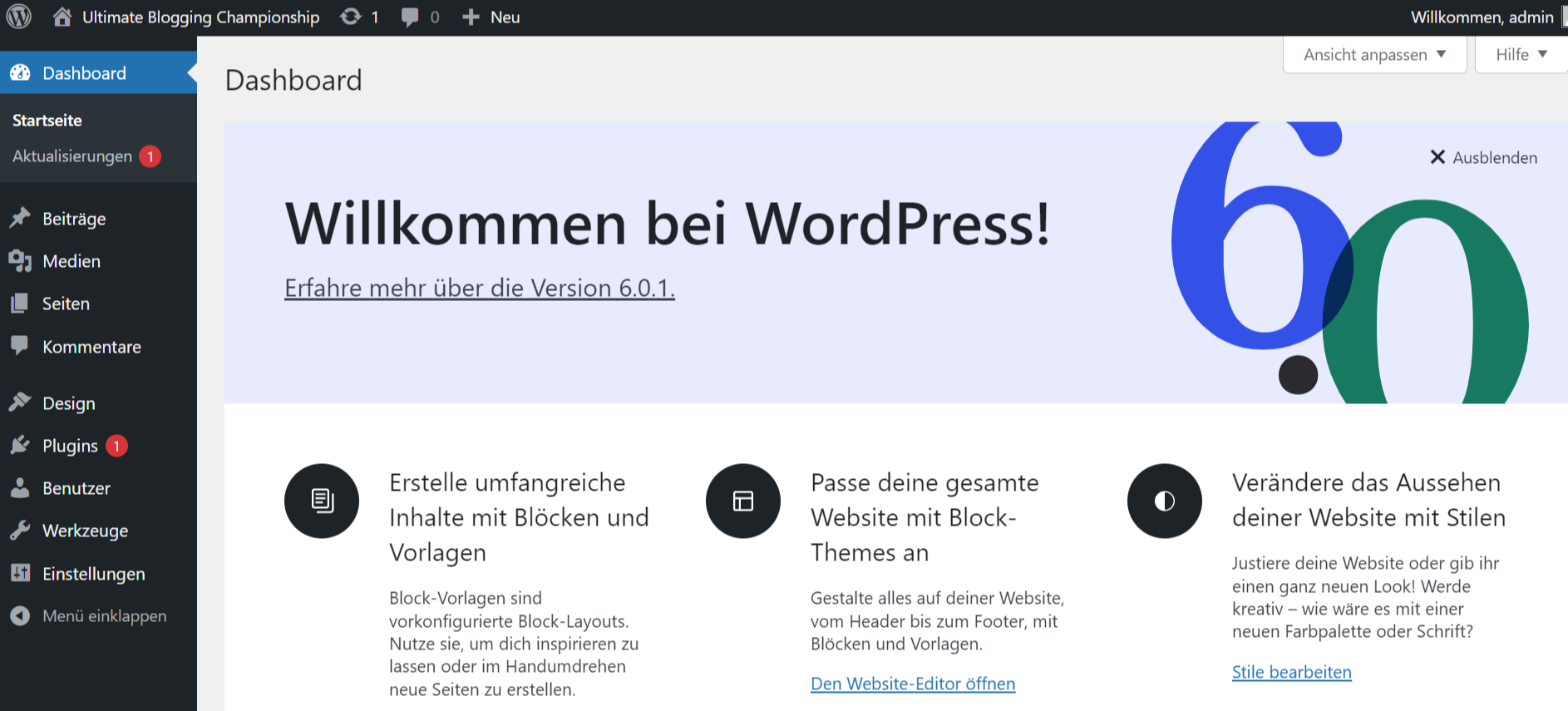 WordPress Dashboard