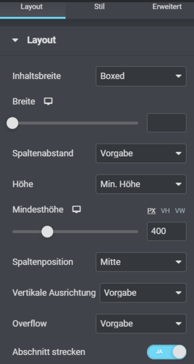 Layout Abschnitt 