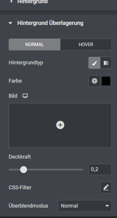 Hintergrundüberlagerung Elementor