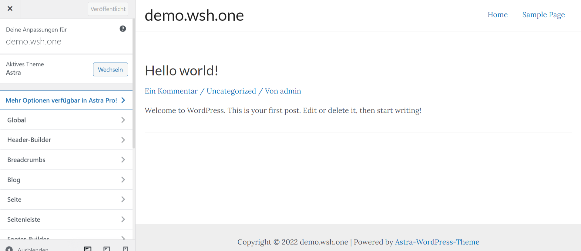 Demo WordPress Customizer