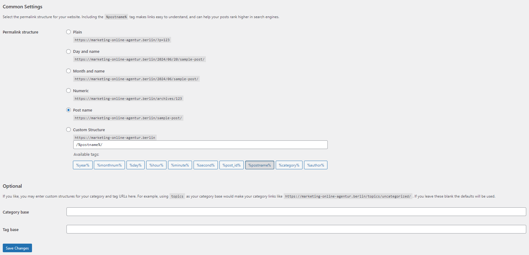 Permalinks Settings